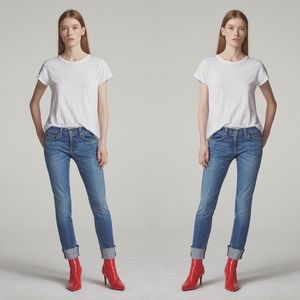 LOW RISE rag & bone Dre Slim Boyfriend Jean in Coopers Wash Undone Hem Raw
